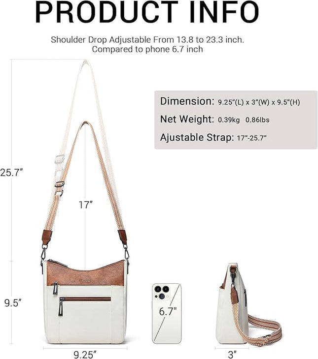 Shrrie Crossbody Bags for Women Trendy Vegan Leather Purses Hobo Handbags Shoulder Bag with Detachable Strap for Traveling