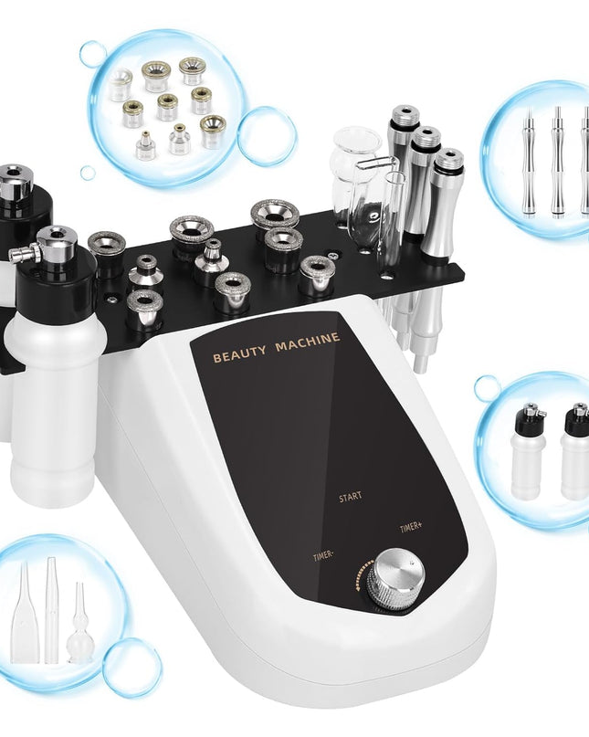 Diamond Micro-Derma-Dermabrasion Machine, 3 IN 1 Dermabrasion Facial Machine 0-68cmHg Suction Power, Professional Diamond Glow Facial Machine with Spray Kit, Home Use Facial Skin Care Equipment