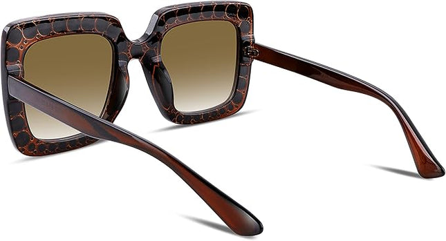 FEISEDY Women Sparkling Crystal Sunglasses Oversized Square Thick Frame B2283