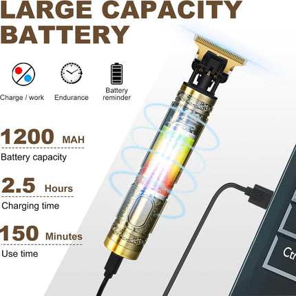 YOGINGO Professional Hair Trimmer for Men, Cordless Rechargeable Beard Trimmer Hair Clippers for Men, Metal Body Cutting Grooming Kit, Beard Shaver Barbershop, Bronze