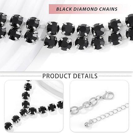 ELABEST Long Rhinestone Necklace Layered Y Necklaces Crystal Choker Necklace Dainty Wedding Bridal Bridesmaid Jewelry for Women and Girls