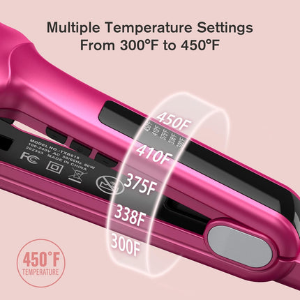 Terviiix Flat Iron Hair Straightener, 2 Inch Widest Ceramic Flat Iron for Hair, Professional Straightening Irons with Adjustable Temp, Fast Styling for Silky Smooth Hair, Dual Voltage, Auto Off, Pink