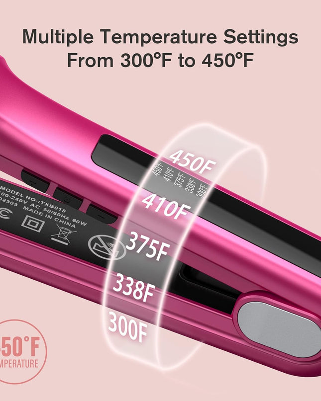 Terviiix Flat Iron Hair Straightener, 2 Inch Widest Ceramic Flat Iron for Hair, Professional Straightening Irons with Adjustable Temp, Fast Styling for Silky Smooth Hair, Dual Voltage, Auto Off, Pink