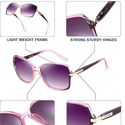 FEISEDY Womens Polarized Sunglasses, Trendy Elegant Colored Frame for Ladies, UV400 Protection B2760