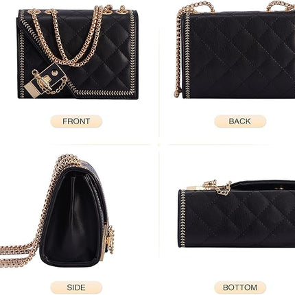 Aiqudou Quilted Crossbody Bag for Women - Leather Shoulder Bag Fashion Chain Small Purse