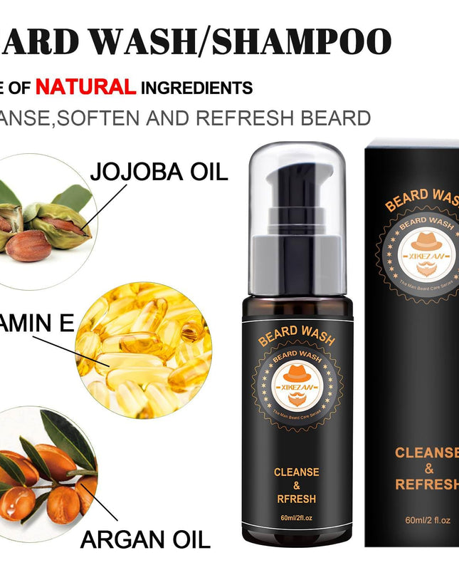 Upgraded Beard Grooming Kit w/Beard Conditioner,Beard Oil,Beard Balm,Beard Brush,Beard Wash,Beard Comb,Beard Scissor,Bag,E-Book,Beard Care Daddy Gifts for Men Him Dad Husband Boyfriend