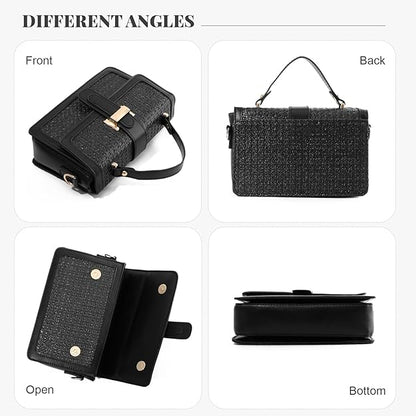 Oweisong Vacation Handbags for Women Woven Straw Crossbody Bag Rattan Wicker Purses Trendy Top Handle Bag