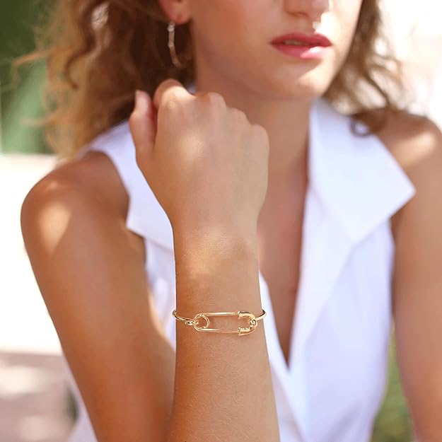 Gold Silver Link Bangle Bracelet for Women Simple Thin Cuff Bangle Bracelet Minimalist Jewelry