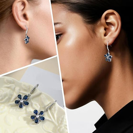 925 Sterling Silver Birthstone Flower Earrings for Women