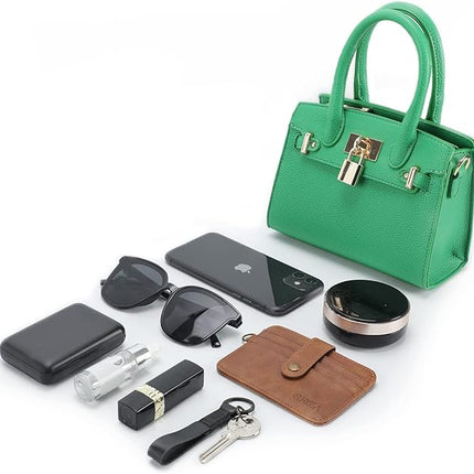 Vegan Leather Satchel Purse for Women, Trendy Mini Crossbody Shoulder Bag, Small Top Handle Handbag Evening Clutches