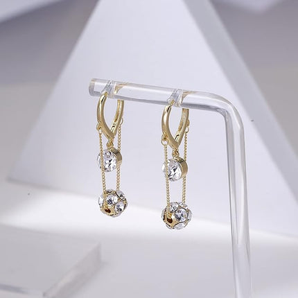 Ritach Gold Chain Earrings for Women Trendy Dainty 925 Sterling Silver Post 14k Gold Plated Chain Tassel Dangle Hoop Earrings for Gifts