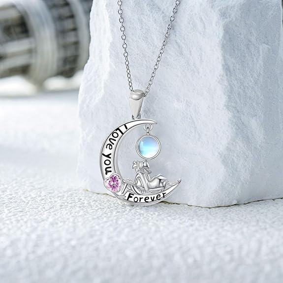 Moon and Star/Cat Moon/Crescent Moon Necklace for Women 925 Sterling Silver Crescent Moon Jewelry Gifts