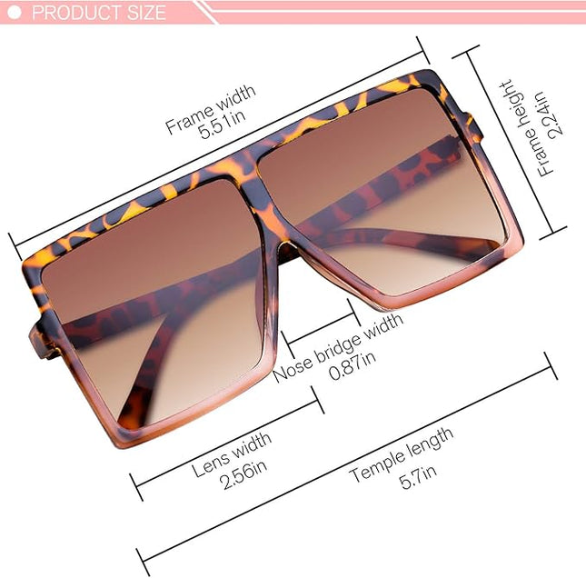 GRFISIA Square Oversized Sunglasses for Women Men Flat Top Fashion Shades