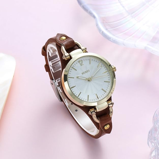 BUREI Women Watches Simple Leather Strap Watch Luxury Quartz Watches Small Thin Ladies Watch Bracelet Band Wristwatch Relogio Feminino