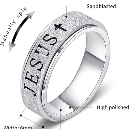 Fidget Spinner Anxiety Ring for Women: Fidget Toys Adults Cute Jesus Thumb Ring Stainless Steel Gold Silver