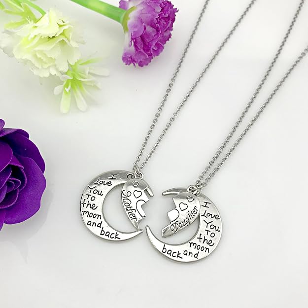 YOUFENG Gifts for Mom I Love You to the Moon and Back Mother Daughter Women Necklaces Pendant Mothers Day Gifts