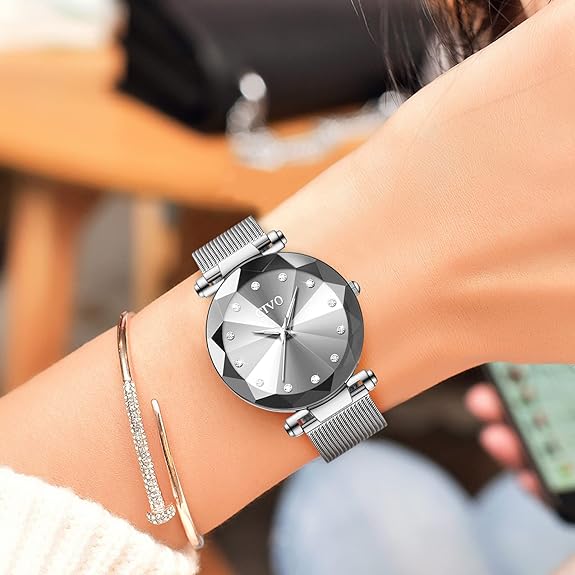 CIVO Womens Watch, Waterproof Analog Quartz Ladies Watches for Women Rose Gold Mesh Strap Elegant Dress Designer Women's Wrist Watches with Diamond/Roman Timescale Dial