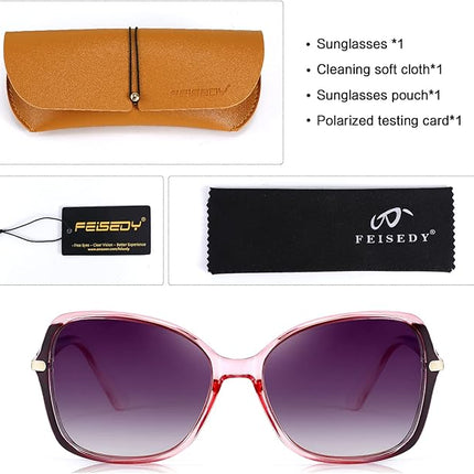 FEISEDY Womens Polarized Sunglasses, Trendy Elegant Colored Frame for Ladies, UV400 Protection B2760