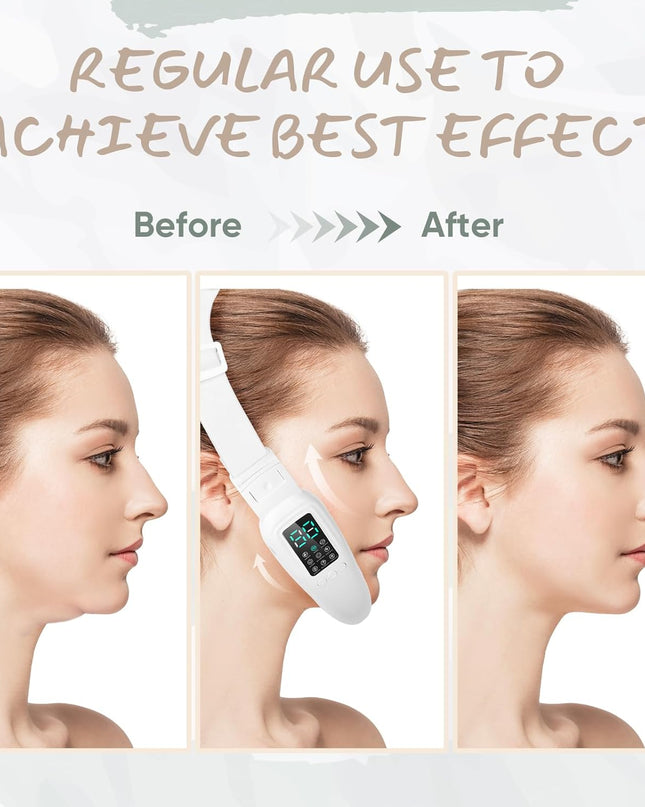 V-Face Electric Double Chin Device with 8 Modes & 15 Gear Adjustable Intensities - Intelligent V-Face Machine for Contouring Double Chin - White