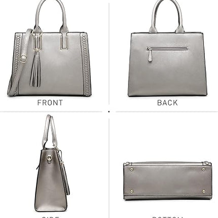 Dasein Purses Handbags for Women Satchel Vegan Leather Shoulder Bags Work Tote for Ladies with Matching Clutch