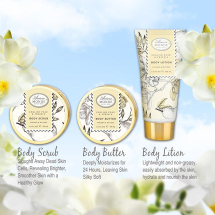 Bath & Shower Spa Gift Basket Set, with English Pear & Freesia Fragrance Bath Gift Basket for Women & Men Includes Body Lotion, Shower Gel, Bath Salts, Bubble Bath, Body Scrub and More, 9 Pcs