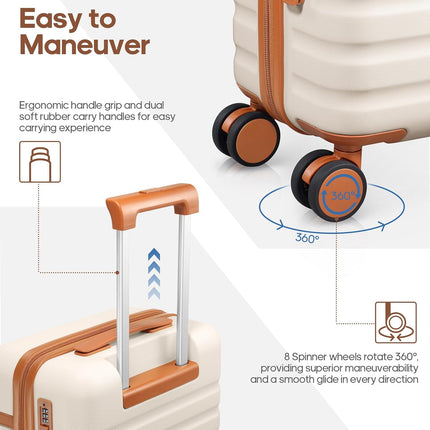 UKEIN Luggage Sets 3 Piece, Carry On Luggage 20In With Spinner Wheels,PC Hardside Suitcase Set with TSA Lock,Durable Carry On Suitcase With Travel Backpack...