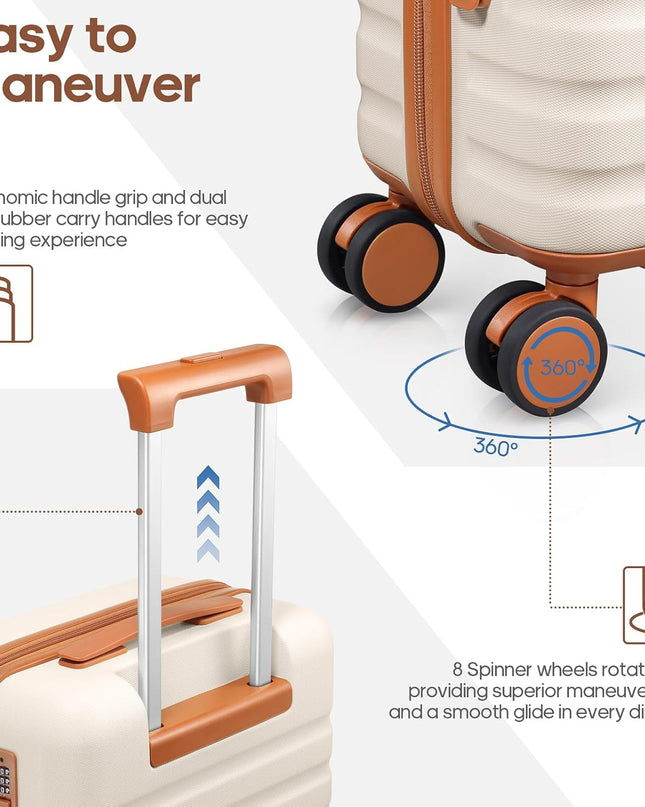 UKEIN Luggage Sets 3 Piece, Carry On Luggage 20In With Spinner Wheels,PC Hardside Suitcase Set with TSA Lock,Durable Carry On Suitcase With Travel Backpack...