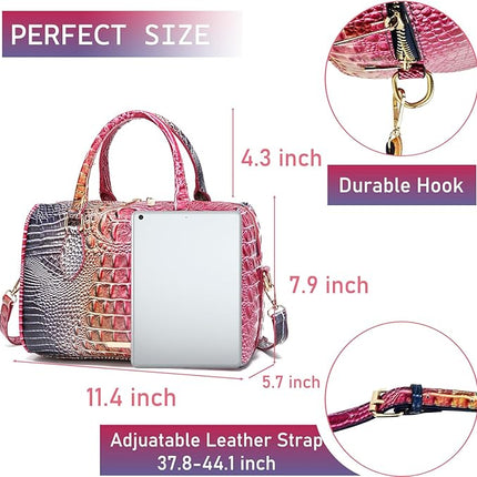Top-Handle Crocodile Purses For Women Crossbody Leather Bags Trendy Large Capacity Tote with Shoulder Strap