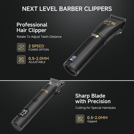 GTSPRO Hair Clippers for Men Professional, Cordless Clippers for Hair Cutting, Mens Hair Clippers and Trimmer Kit for Barber with LED Display 15 Guide Combs