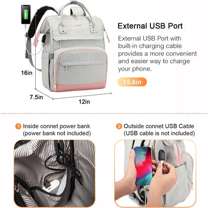 LOVEVOOK Laptop Backpack for Women Fashion Travel Backpack Purse 15.6 Inch Large Capacity Work Backpack Nurse Teacher Bag with USB Port