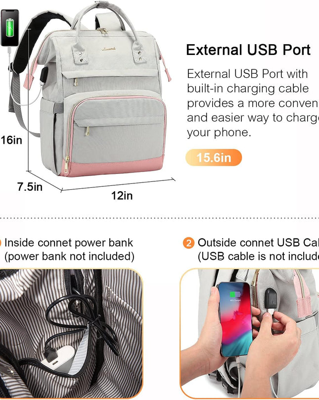 LOVEVOOK Laptop Backpack for Women Fashion Travel Backpack Purse 15.6 Inch Large Capacity Work Backpack Nurse Teacher Bag with USB Port