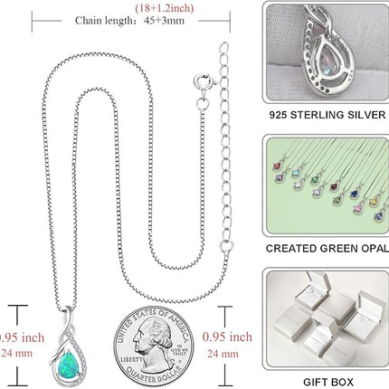 STARCHENIE Infinity Teardrop Pendant Necklace for Women 925 Sterling Silver Birthstone Jewelry