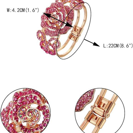 EVER FAITH Women's Austrian Crystal Bridal Rose Flower Insect Butterfly Bangle Bracelet for Prom
