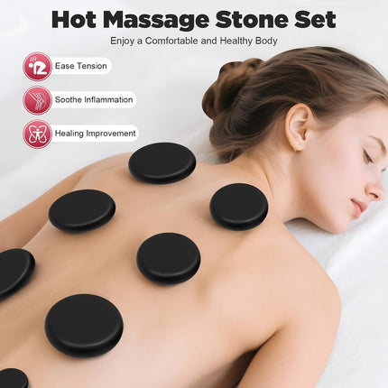 16Pcs Basalt Hot Stones Set Hot Rocks Massage Stones Kit with Heater Box for Body Massage (Include Hot Stone)