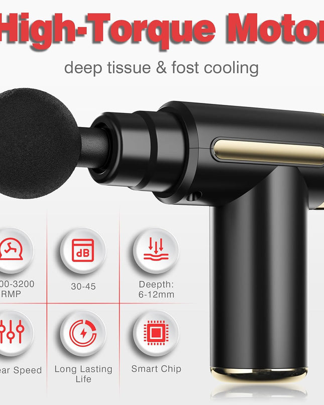 cotsoco Massage Gun Deep Tissue for Pain Relief with 4 Massage Heads & 6 Speeds, Electric Mini Handheld Body Massager for Any Pain Relief, Best Gifts for Dad and Mom