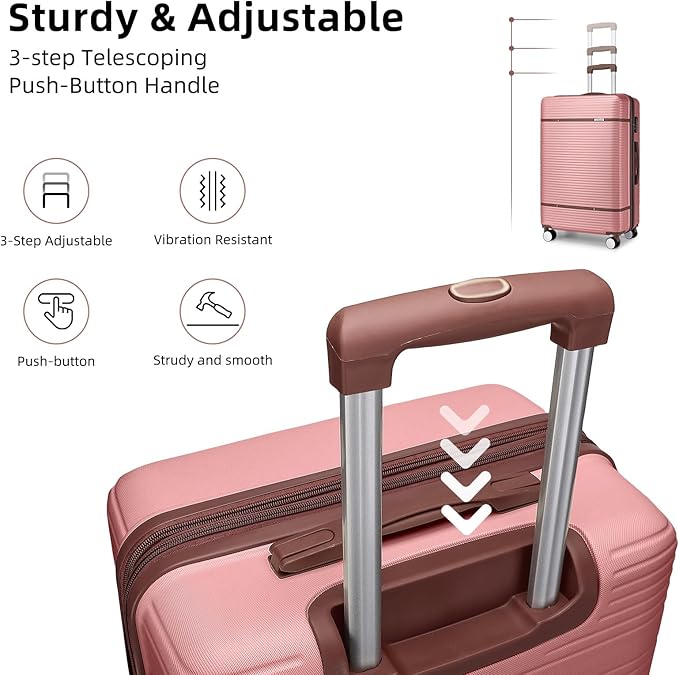 LARVENDER Luggage Sets 6 Piece, Expandable(Only 28 & 24") Luggage Set Clearance for Women, Suitcases with 360° Spinner Wheels, Hardside Travel Luggage with Duffel Bag for men, Rose Gold