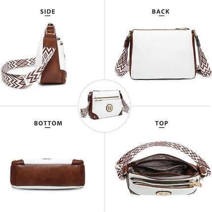 Dasein Crossbody Purses for Women Trendy Multi Pockets Shoulder Bag Medium Handbags with Guitar Strap