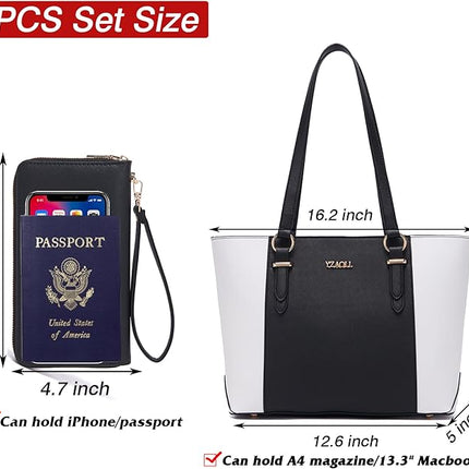 YZAOLL Purses for Women Faux Leather Medium Large Tote Satchel Shoulder Purse Handbag Wallet set