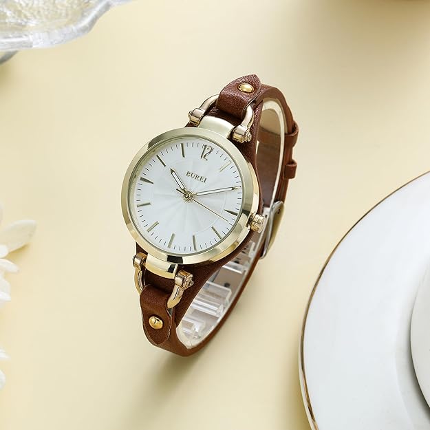 BUREI Women Watches Simple Leather Strap Watch Luxury Quartz Watches Small Thin Ladies Watch Bracelet Band Wristwatch Relogio Feminino