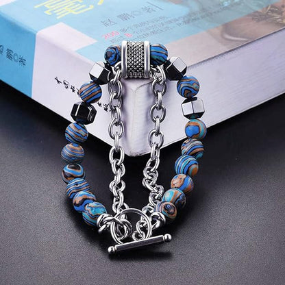 Stainless steel fashion jewelry natural tiger eye Obsidian men's/women's bracelet 10 mm bead string