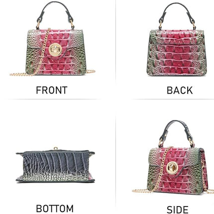 Chic Women Crocodile Leather bags Mini Top-Handle Clutch Compact Evening Bag Stylish Accessory for Essentials