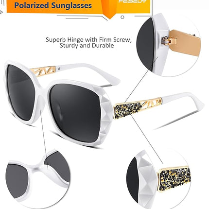 FEISEDY Polarized Women Square Sunglasses Sparkling Composite Shiny Frame B2289