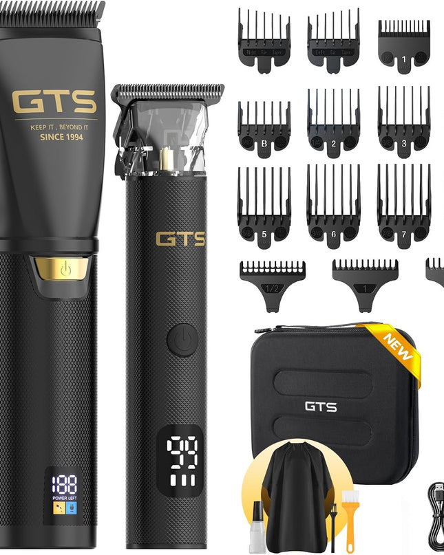 GTSPRO Hair Clippers for Men Professional, Cordless Clippers for Hair Cutting, Mens Hair Clippers and Trimmer Kit for Barber with LED Display 15 Guide Combs