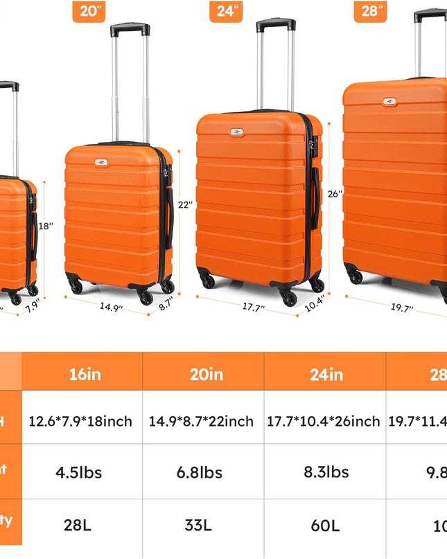 Suitour Luggage Sets 4 piece with Spinner Wheels,Hard Shell Luggage set for Women,16" 20" 24" 28 inches Suitcase Set for Travel Business