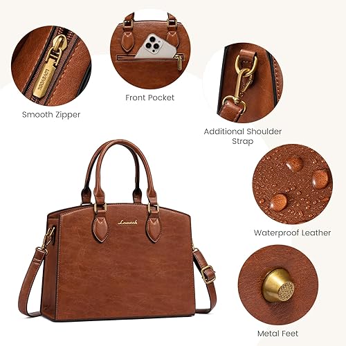 LOVEVOOK Purse Handbag for Women, Vintage Tote Shoulder Bag Trendy, PU Leather Satchel Bag, Medium Ladies Hand Bag