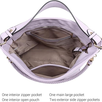 Dasein Hobo Handbags for Women Purses Vegan Leather Shoulder Bags Bucket Purse Large Tote Set with Long Strap