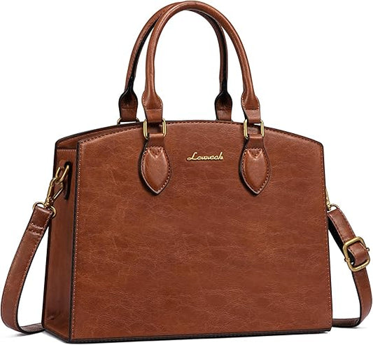 LOVEVOOK Purse Handbag for Women, Vintage Tote Shoulder Bag Trendy, PU Leather Satchel Bag, Medium Ladies Hand Bag