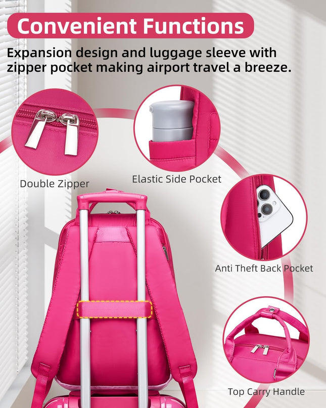 LARVENDER Carry on Luggage Sets 3 Piece, 20 Inch Suitcases, Berry Sparkling