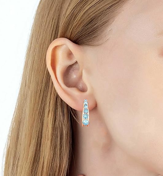 Stunning Austrian Crystal Open Half Hoop Earrings for Women 14K Gold Plated Hypoallergenic Fashion Jewelry