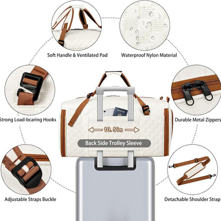 Convertible Garment Bags for Travel - Carry on Garment Duffle Bag with Backpack Straps for Men Women, 4 in 1 Large Travel Duffel Bags with Shoes Compartment Hanging Suit Dress Weekender Bag 3pcs Set